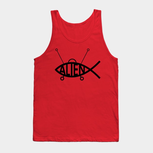 Jesus Alien Fish Parody Tank Top by This is ECP